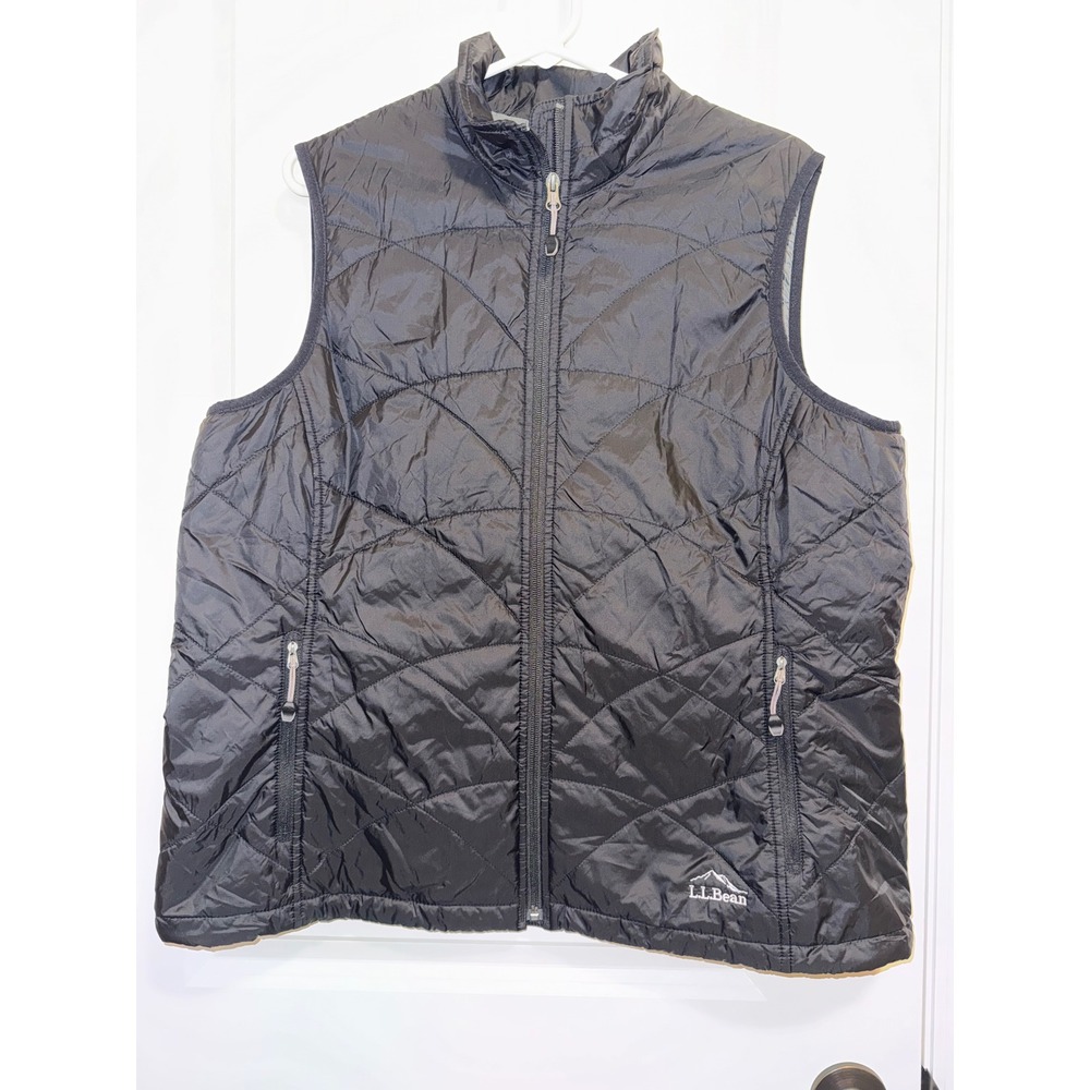 LL Bean Puffer Vest Women XL Black Excellent PrimaLoft Quilted Gorpcore